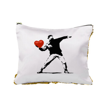 Banksy (The heart thrower), Τσαντάκι νεσεσέρ με πούλιες (Sequin) Χρυσό