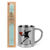 Easter Set, metallic thermal cup (300ml) & aromatic flat Easter candle (30cm) (TURQUOISE)