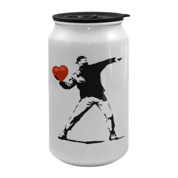 Banksy (The heart thrower), Κούπα ταξιδιού μεταλλική με καπάκι (tin-can) 500ml