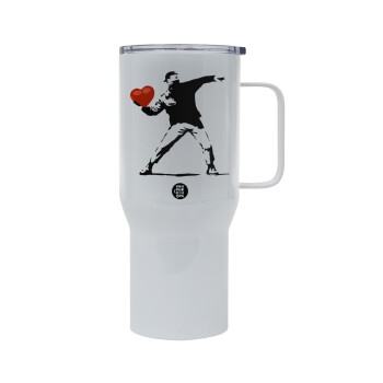 Banksy (The heart thrower), Mega Stainless steel Tumbler with lid, double wall 750L