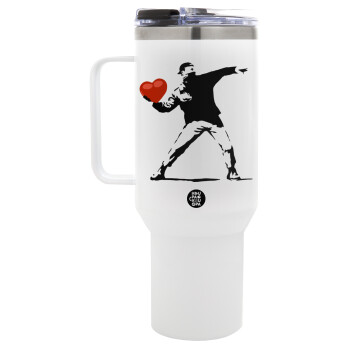 Banksy (The heart thrower), Mega Stainless steel Tumbler with lid, double wall 1,2L
