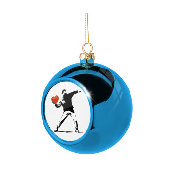 Banksy (The heart thrower), Blue Christmas tree ball ornament 8cm