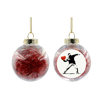 Banksy (The heart thrower), Transparent Christmas tree ball ornament with red filling 8cm