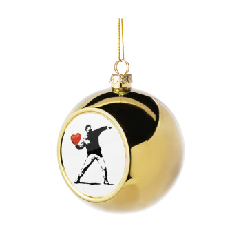 Banksy (The heart thrower), Χριστουγεννιάτικη μπάλα δένδρου Χρυσή 8cm