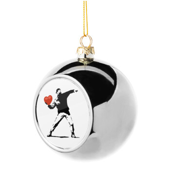 Banksy (The heart thrower), Χριστουγεννιάτικη μπάλα δένδρου Ασημένια 8cm