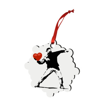 Banksy (The heart thrower), Στολίδι Χριστουγεννιάτικο στολίδι snowflake ξύλινο 7.5cm