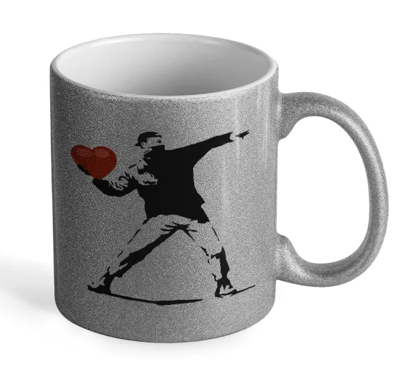 Banksy (The heart thrower) — Glitter Ασημένια