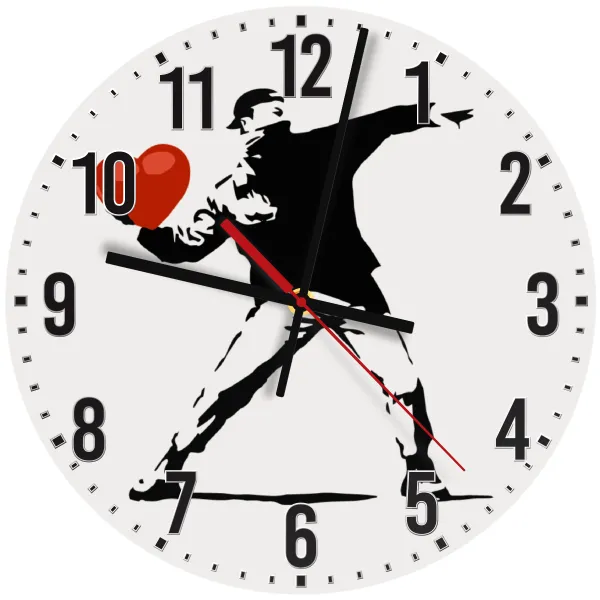 Banksy (The heart thrower) — Ρολόι τοίχου ξύλινο 30cm