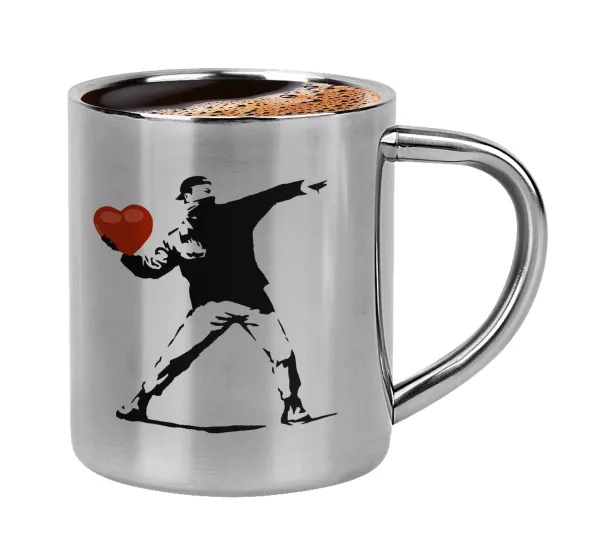 Banksy (The heart thrower) — Κουπάκι μεταλλικό διπλού τοιχώματος για espresso (220ml)