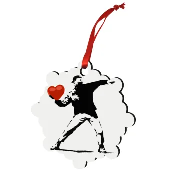 Banksy (The heart thrower), Στολίδι Χριστουγεννιάτικο στολίδι snowflake ξύλινο 7.5cm