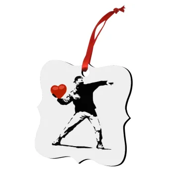 Banksy (The heart thrower), Στολίδι Χριστουγεννιάτικο στολίδι polygon ξύλινο 7.5cm