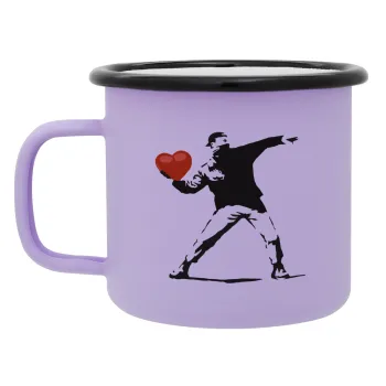 Banksy (The heart thrower), Κούπα Μεταλλική εμαγιέ ΜΑΤ Light Pastel Purple 360ml
