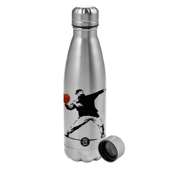 Banksy (The heart thrower), Metallic water bottle, stainless steel, 750ml