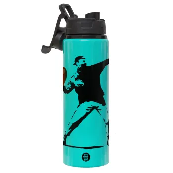 Banksy (The heart thrower), Metallic water bottle with safety lid, 850ml aluminum