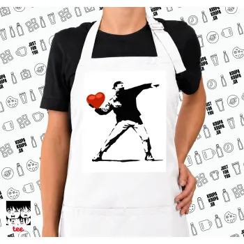 Banksy (The heart thrower), Ποδιά μακριά Σεφ ολόσωμη με τσέπες white (ΕΝΗΛΙΚΩΝ)