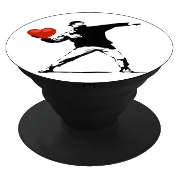 Banksy (The heart thrower), Phone Holders Stand  Μαύρο Βάση Στήριξης Κινητού στο Χέρι