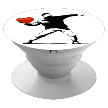 Banksy (The heart thrower), Phone Holders Stand  Λευκό Βάση Στήριξης Κινητού στο Χέρι