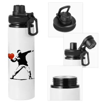 Banksy (The heart thrower), Metal water bottle with safety cap, aluminum 850ml