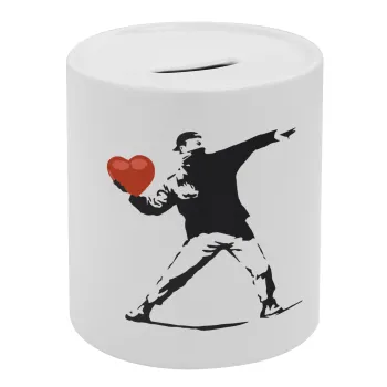 Banksy (The heart thrower), Κουμπαράς πορσελάνης με τάπα