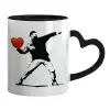 Mug heart black handle, ceramic, 330ml