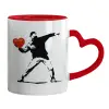 Mug heart red handle, ceramic, 330ml