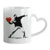 Mug heart handle, ceramic, 330ml