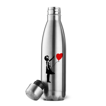 Banksy (Hope), Μεταλλικό παγούρι θερμός Inox (Stainless steel), διπλού τοιχώματος, 500ml