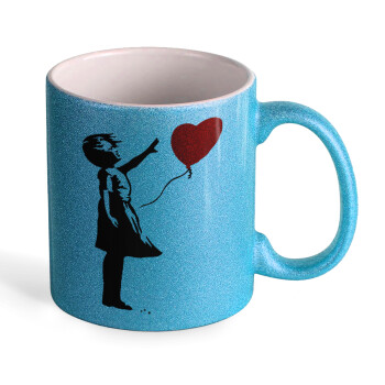 Banksy (Hope), Κούπα Σιέλ Glitter που γυαλίζει, κεραμική, 330ml