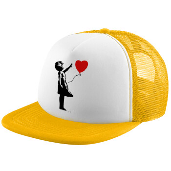 Banksy (Hope), Καπέλο Ενηλίκων Soft Trucker με Δίχτυ Κίτρινο/White (POLYESTER, ΕΝΗΛΙΚΩΝ, UNISEX, ONE SIZE)