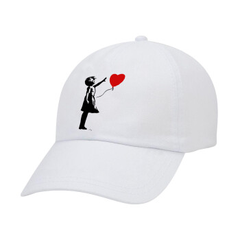 Banksy (Hope), Καπέλο Ενηλίκων Baseball Λευκό 5-φύλλο (POLYESTER, ΕΝΗΛΙΚΩΝ, UNISEX, ONE SIZE)
