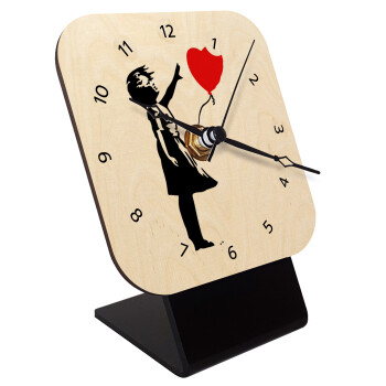 Banksy (Hope), Quartz Table clock in natural wood (10cm)