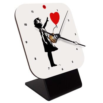 Banksy (Hope), Quartz Wooden table clock with hands (10cm)