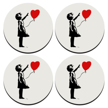 Banksy (Hope), ΣΕΤ 4 Σουβέρ ξύλινα στρογγυλά (9cm)