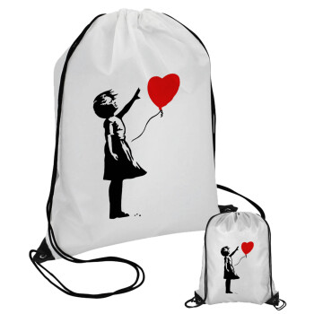 Banksy (Hope), Τσάντα πουγκί με μαύρα κορδόνια (1 τεμάχιο)