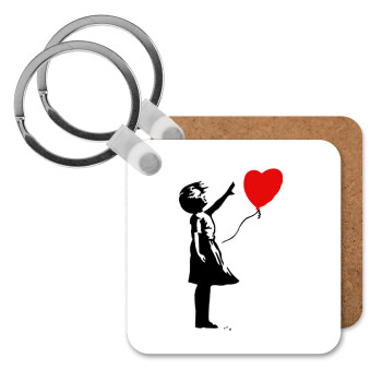 Banksy (Hope), Μπρελόκ Ξύλινο τετράγωνο MDF