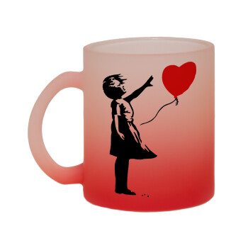 Banksy (Hope), Κούπα γυάλινη δίχρωμη με βάση το κόκκινο ματ, 330ml