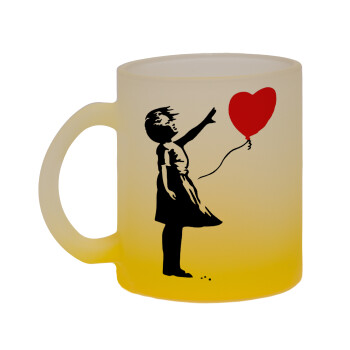 Banksy (Hope), Κούπα γυάλινη δίχρωμη με βάση το κίτρινο ματ, 330ml