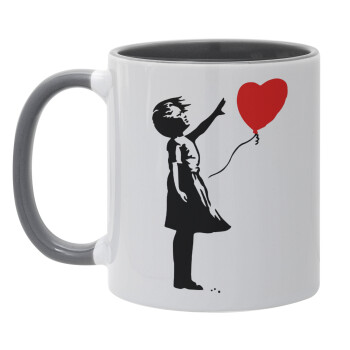 Banksy (Hope), Κούπα χρωματιστή γκρι, κεραμική, 330ml