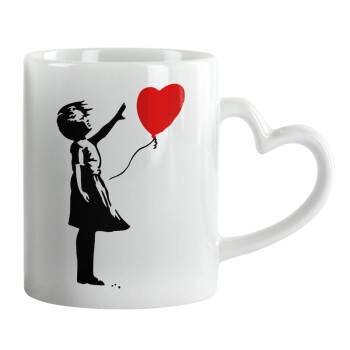 Banksy (Hope), Mug heart handle, ceramic, 330ml