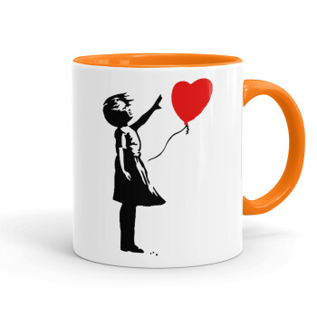 Banksy (Hope), Mug colored orange, ceramic, 330ml