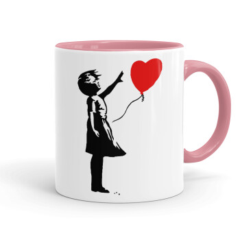 Banksy (Hope), Mug colored pink, ceramic, 330ml