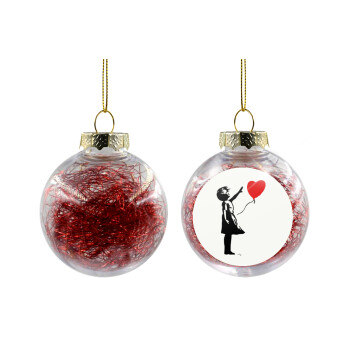 Banksy (Hope), Χριστουγεννιάτικη μπάλα δένδρου διάφανη με κόκκινο γέμισμα 8cm