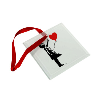 Banksy (Hope), Christmas ornament, glass square ornament 9x9cm