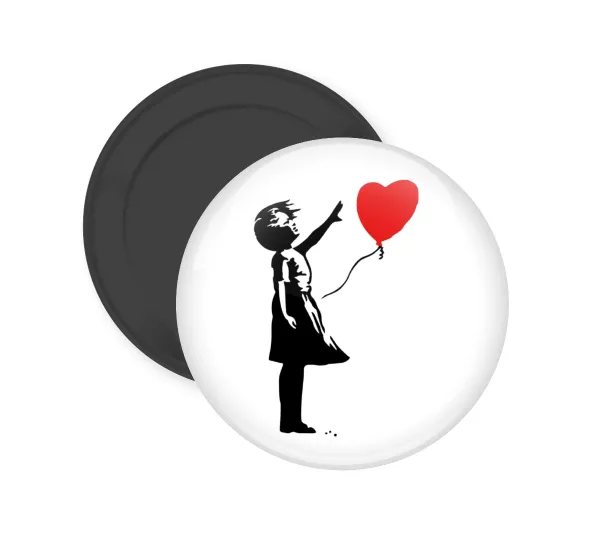 Banksy (Hope) — Round fridge magnet, 5cm
