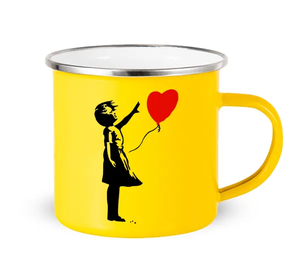 Banksy (Hope) — Yellow Enamel Metallic Cup 360ml
