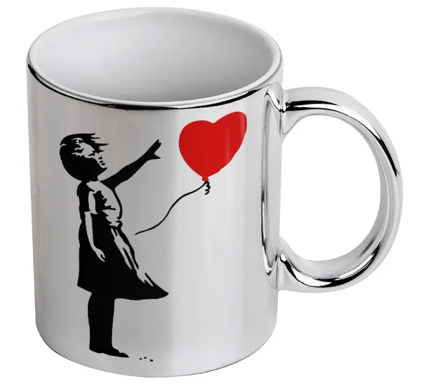 Banksy (Hope) — Mug ceramic, silver mirror, 330ml