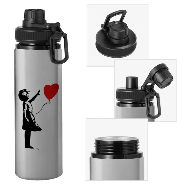 Banksy (Hope) — Metallic water bottle with safety cap, 850ml aluminum