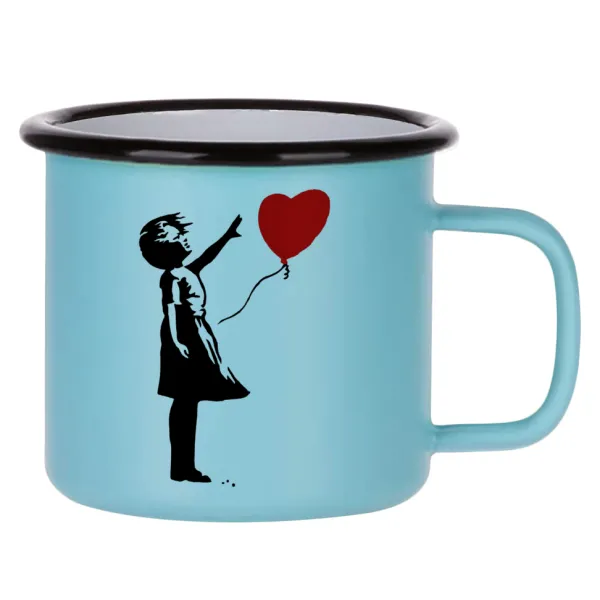 Banksy (Hope) — Κούπα Μεταλλική εμαγιέ ΜΑΤ σιέλ 360ml