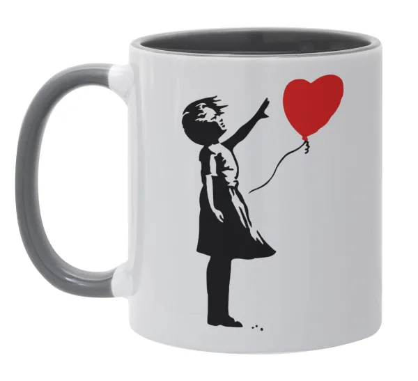 Banksy (Hope) — Κούπα χρωματιστή γκρι, κεραμική, 330ml