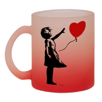 Banksy (Hope), Κούπα γυάλινη δίχρωμη με βάση το κόκκινο ματ, 330ml